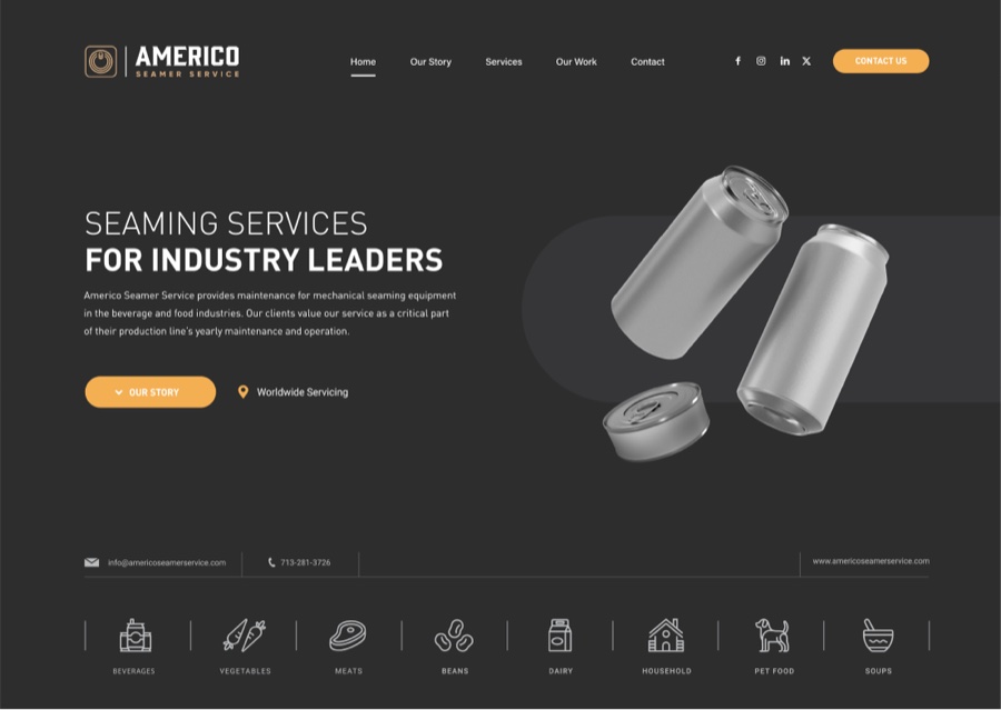 Americo website design by Skymap Creative