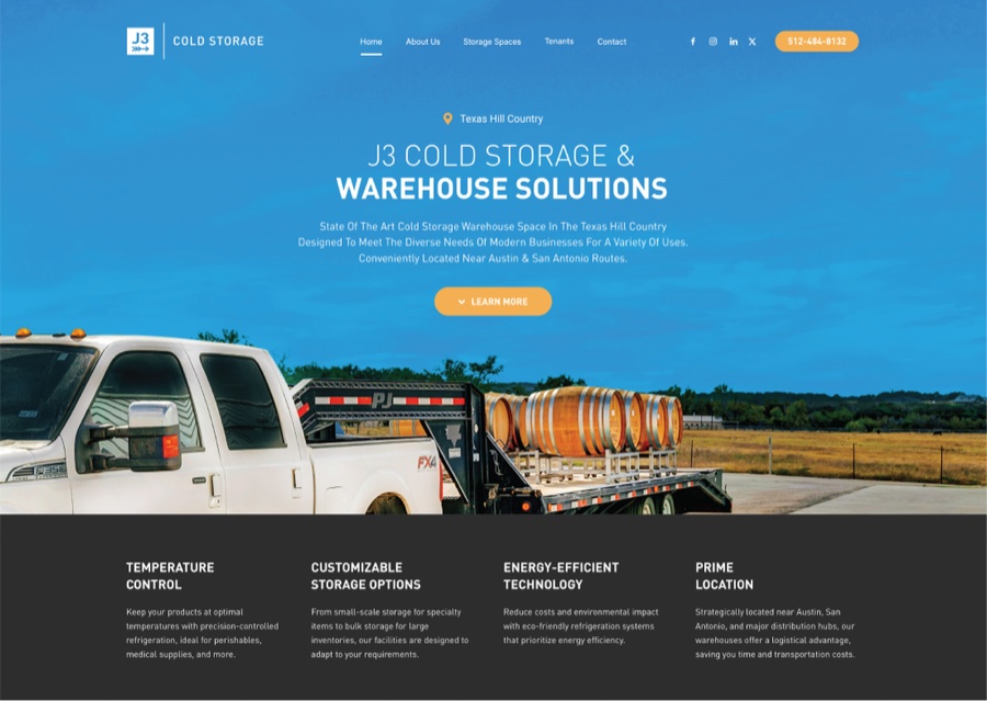 J3 Cold Storage website design by Skymap Creative